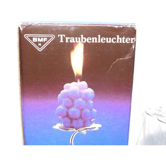 VTG BMF Traubenleuchter Germany Silver Plated Grapes Candelabra Candle NEW - Picture 3 of 12